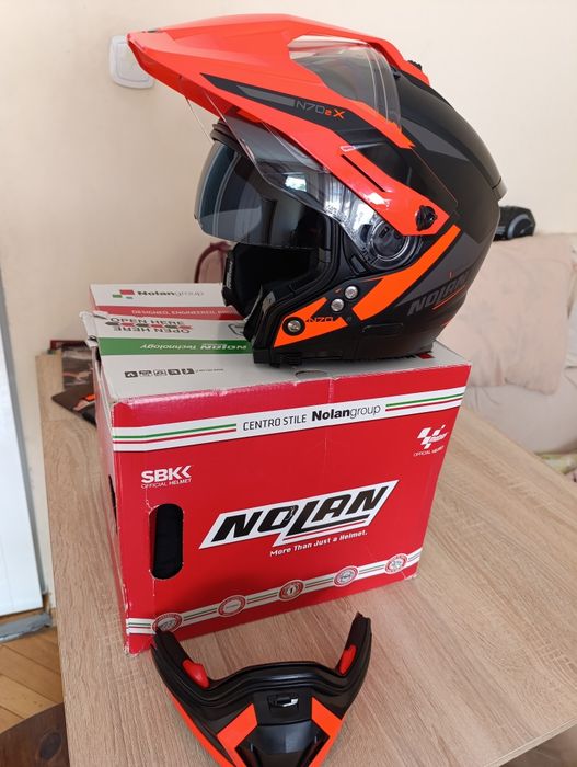 Каска Nolan N70-2 X ECE 22.06 Stunner N-Com Flat Black/Orange - M