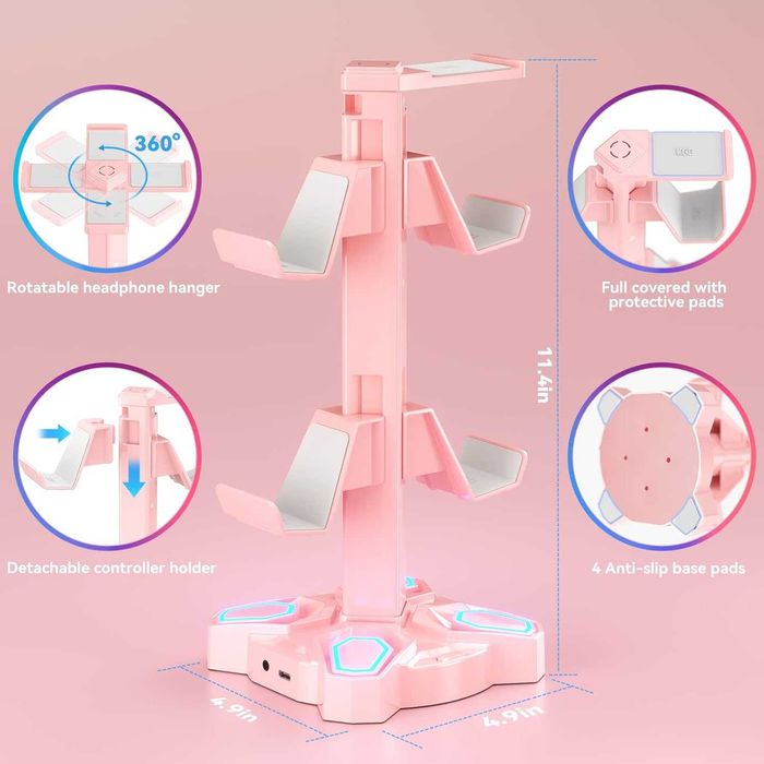 стойка за слушалки с 9 светлинни режима