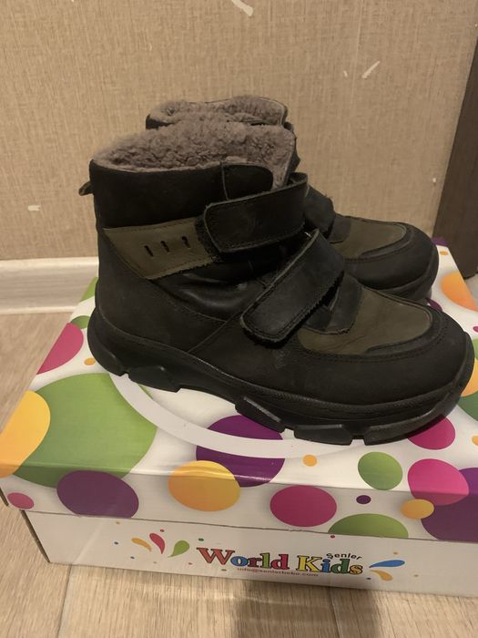 Зимние ботинки кожаные