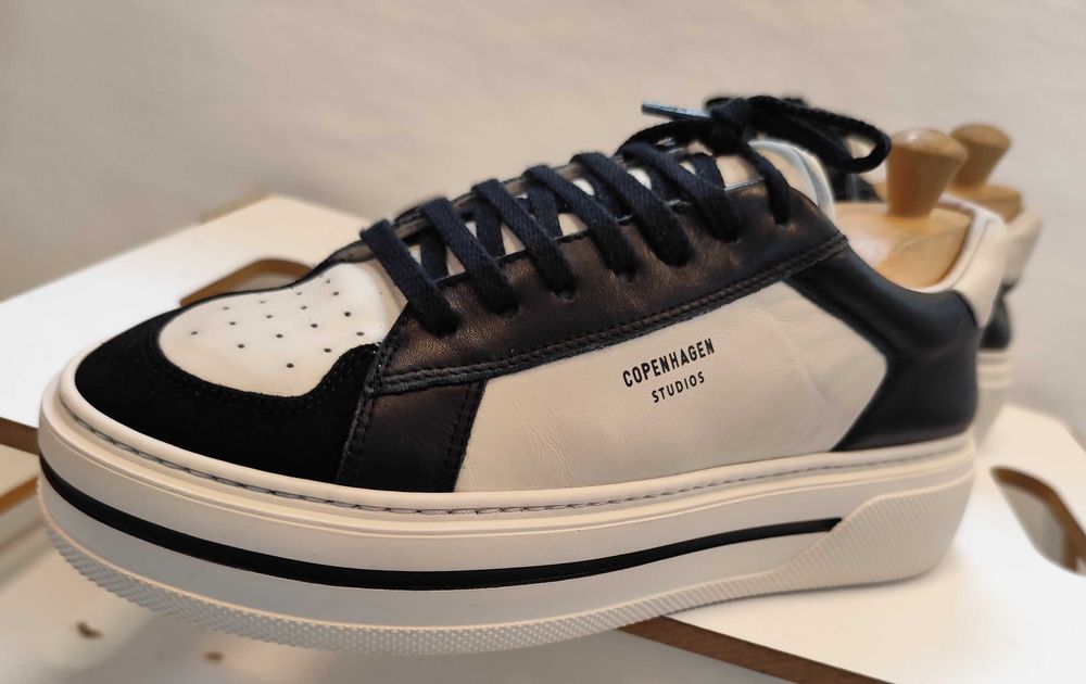 Pantofi sport casual 40 40.5 premium Copenhagen piele naturala moale alb negru