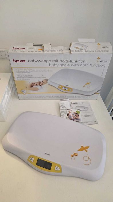 Cantar bebelusi Beurer BY80, max. 20 kg, functie HOLD, alb-galben