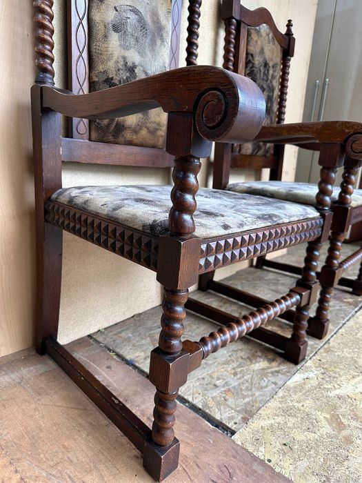 Jilt din lemn masiv stil Baroc; Fotoliu; Scaun cu elemente sculptate