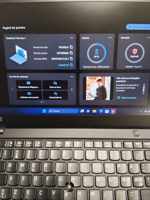 Lenovo Thinkpad T14S gen 1 ,i7-10610u,16gb RAM ,ssd 256 GB ,display 14 inch touchscreen ,bateria ok uzura 14%
