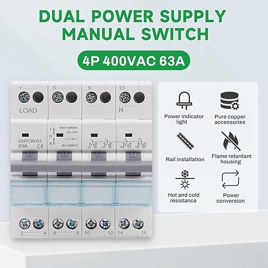 Comutator manual sursă 63A 400V 4P Jadeshay – transfer switch DIN