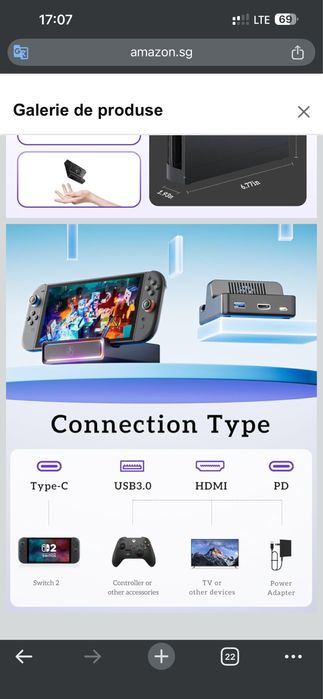 Dock Switch 2 si 1 adaptor tv 4 in 1 4k 60 Hz usb 3.0