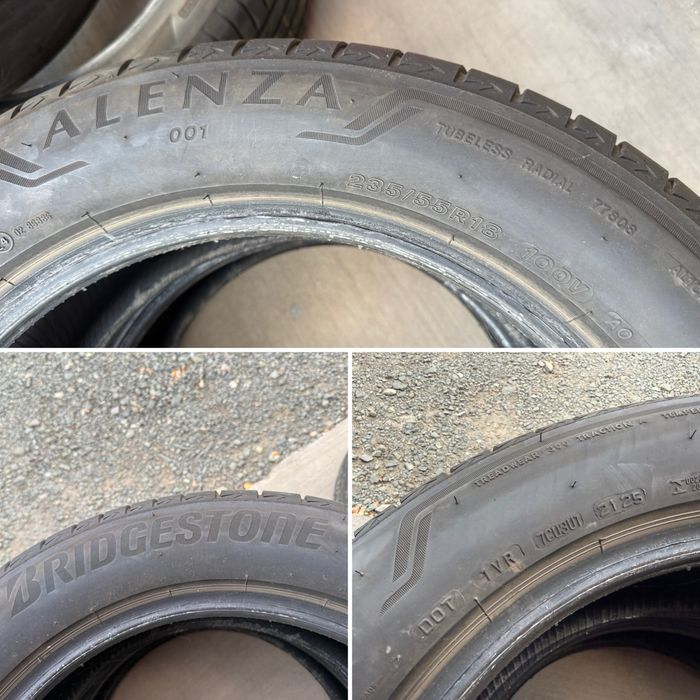 4бр. ОТЛИЧНИ Летни Гуми С Борд 235/55R/18 *BRIDGESTONE* DOT:2125+1225- 7.2мм.+5.1мм.