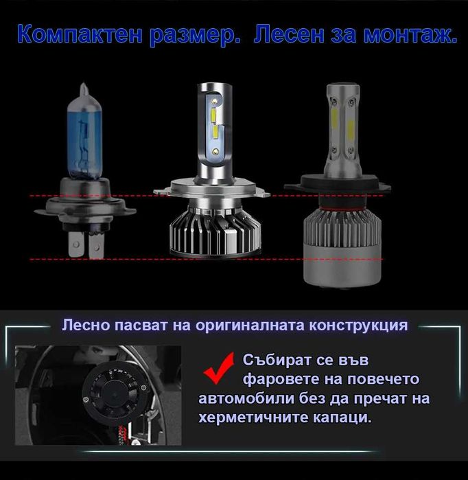 Автомобилни CANBUS LED крушки H1 H4 H7 H11 светлини фокусиран CSP чип