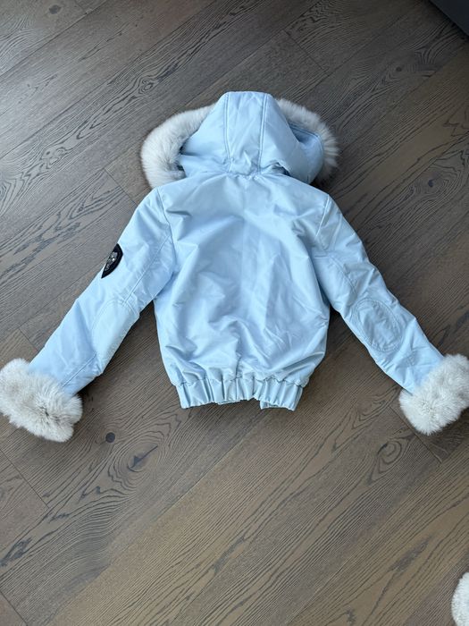 Нова синя парка с богат естествен косъм лисица зимно яке с качулка