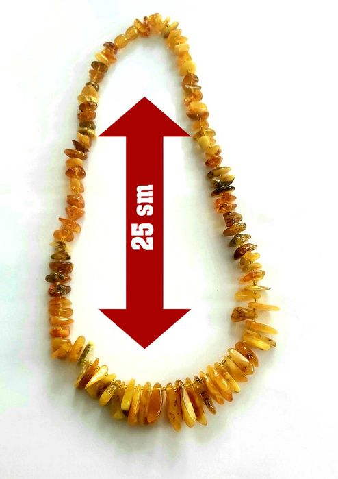 Колиета от естествен масивен кехлибар. Кехлибарена огърлица - 95 броя