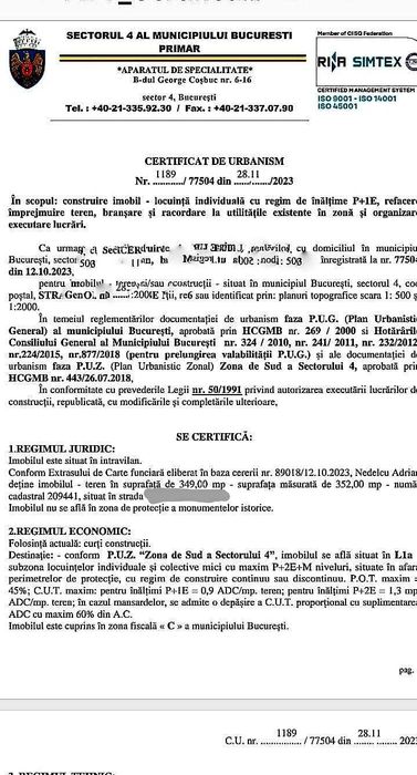 Teren Aparatorii Patriei  650 €/mp