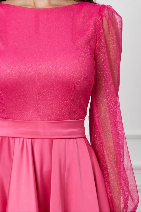 Rochie MBG fucsia cu maneci transparente