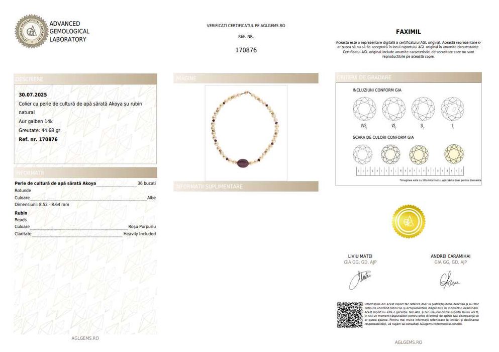 Colier din perle Akoya și rubine beads