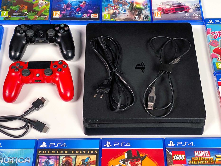 PlayStation 4 Slim 1TB + 2 джойстика + 15 игри (Пълен готов комплект)