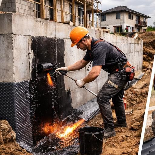 Гидроизоляция фундамента.Кровля терасс