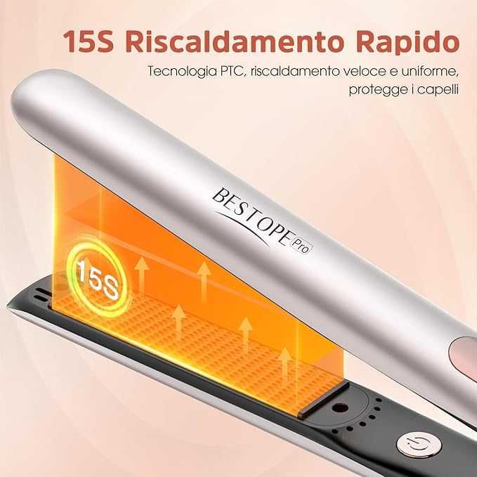 Преса за коса BESTOPE PRO, керамична , LCD , 120-230°C, 2-In-1 цвят шампанско