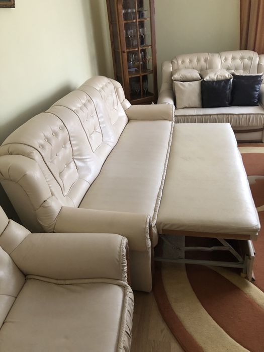 Set coltar living piele naturala