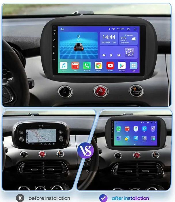 Мултимедия 9″ Android 14 за FIAT 500X 14-22г CARPLAY навигация DSP