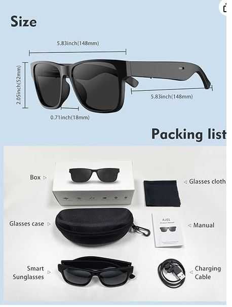 ‼️Ochelari Wayfarer Smart cu Audio Bluetooth Telefon dual speakers bat 8ore !