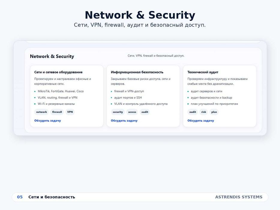 ASTRENDIS SYSTEMS DevOps, серверы и инфраструктура для бизнеса