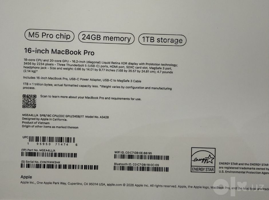 Macbook Pro M5 16 inch
