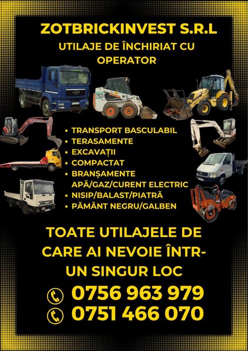 Miniexcavator de închiriat 3.5T/5T Transport Basculabil