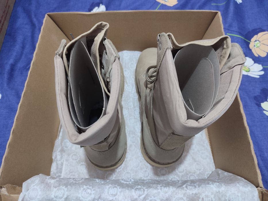 Bocanci combat piele întoarsă crem de vară mărimea 25.0