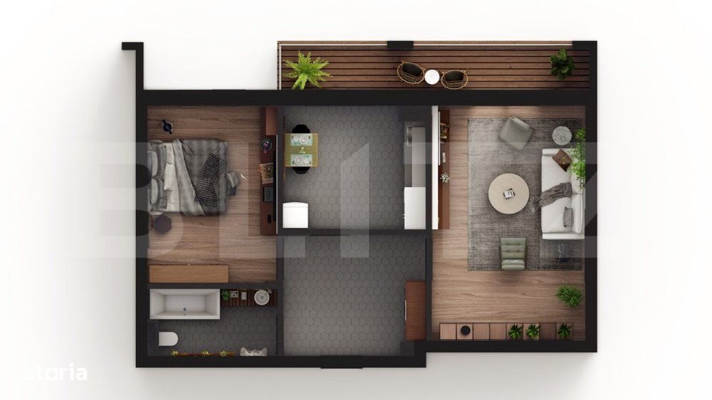 Apartament de 2 camere, decomandat, etaj intermediar, Visani