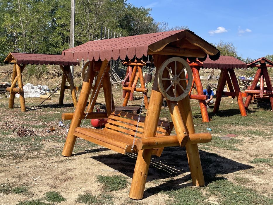 Leagan din lemn masiv / balansoar rustic