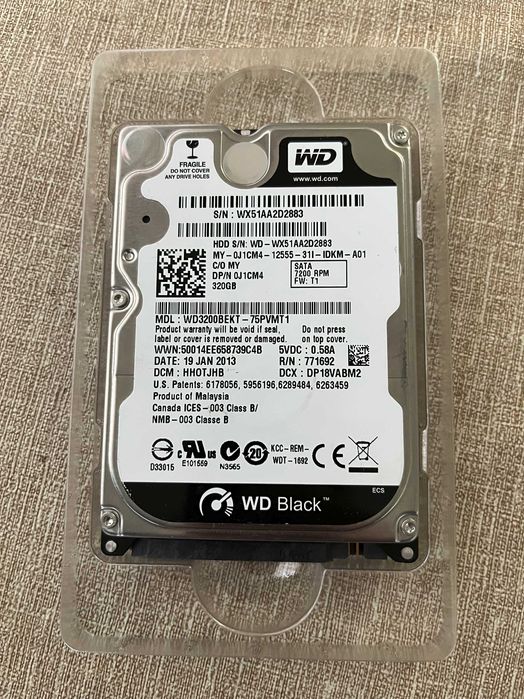Хард диск 2.5" 320GB WD Scorpio Black + кабел