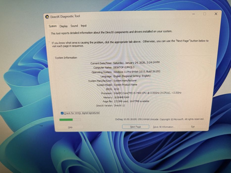 Gaming Pc i5 gen 7 ram 16 giga ,ssd  video 1080 8 gb -1900ron