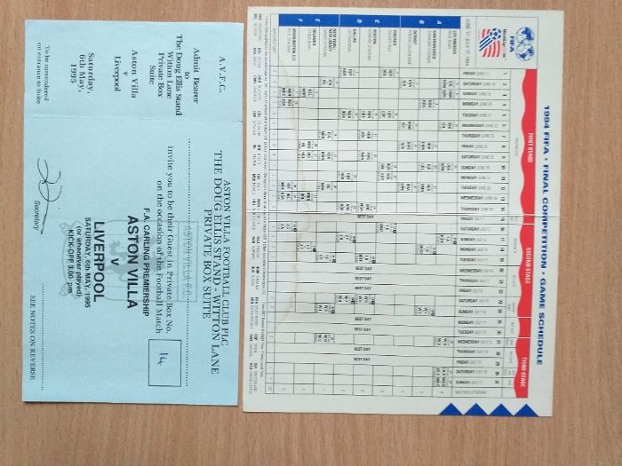 билет - Ливърпул- Астън Вила- 1995 г.