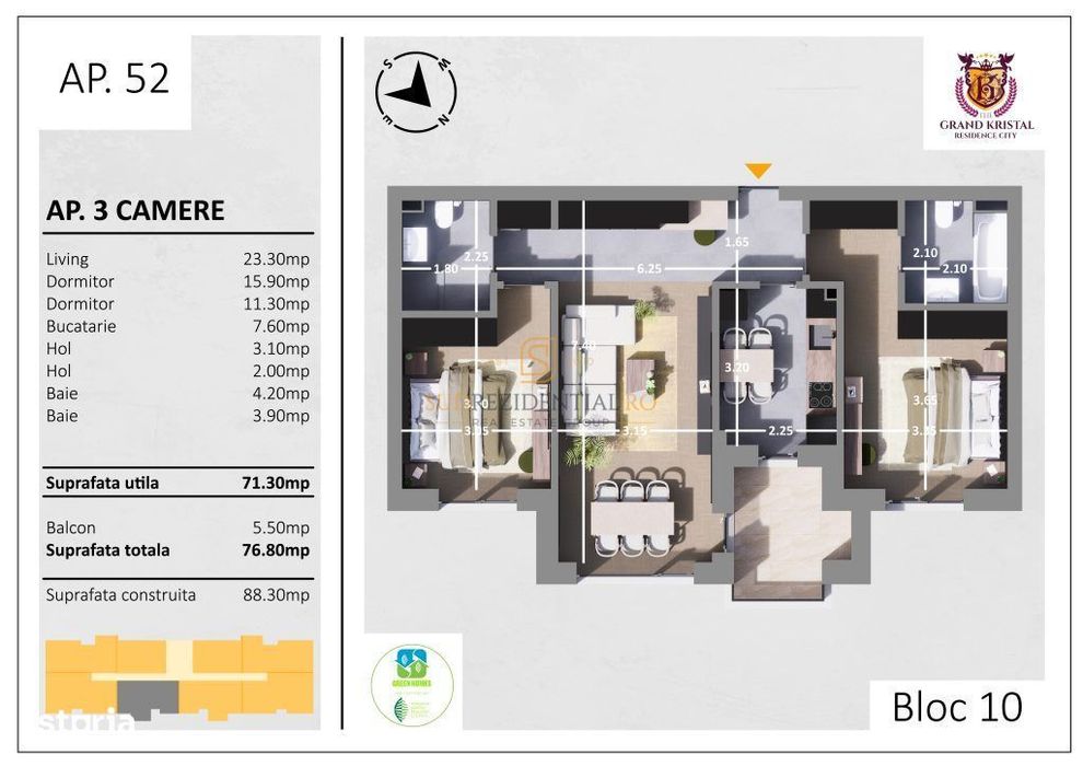 Apartament premium cu 3 camere, ideal pentru familie, Sector 4