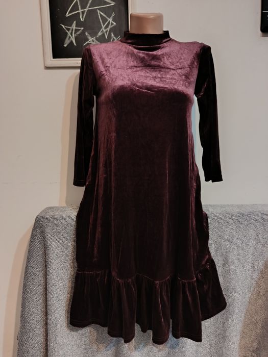 Rochie eleganta boema romantica din catifea Stradivarius mărimea S 36