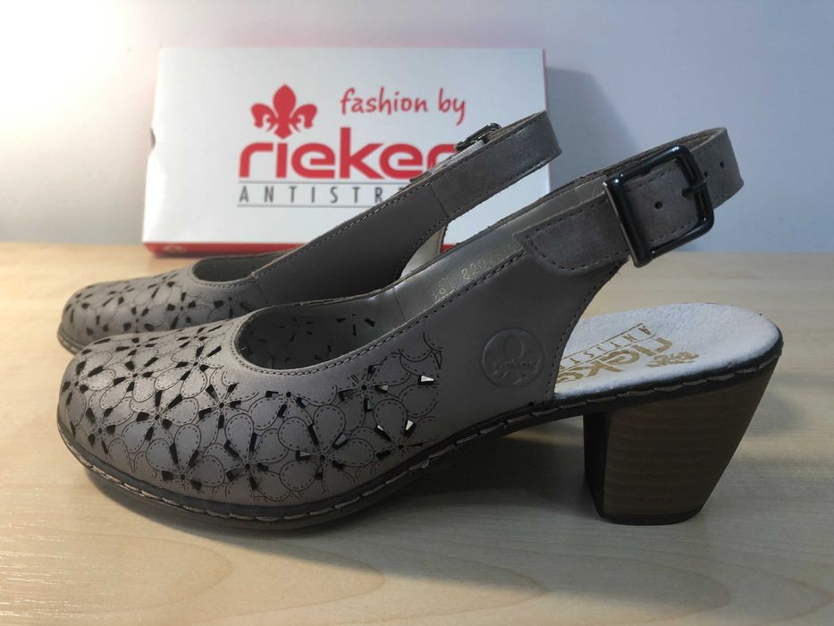 Sandale dama bej, Rieker, din piele naturală, foarte comode