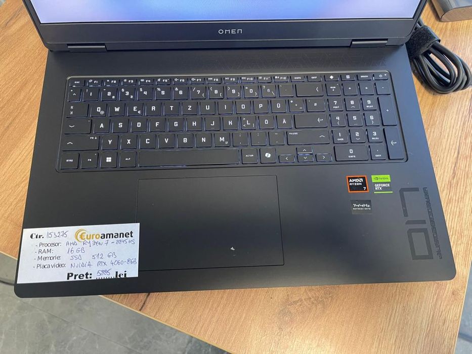 Laptop Gaming OMEN 17-db0277ng, Ryzen 7, RTX 4060 8GB -A-