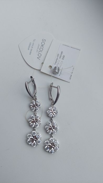 Серьги серебро Sokolov новые