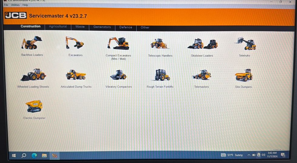 Tester/Diagnoza JCB Original V23.2.7 din 03.2023+Laptop Lenovo L490