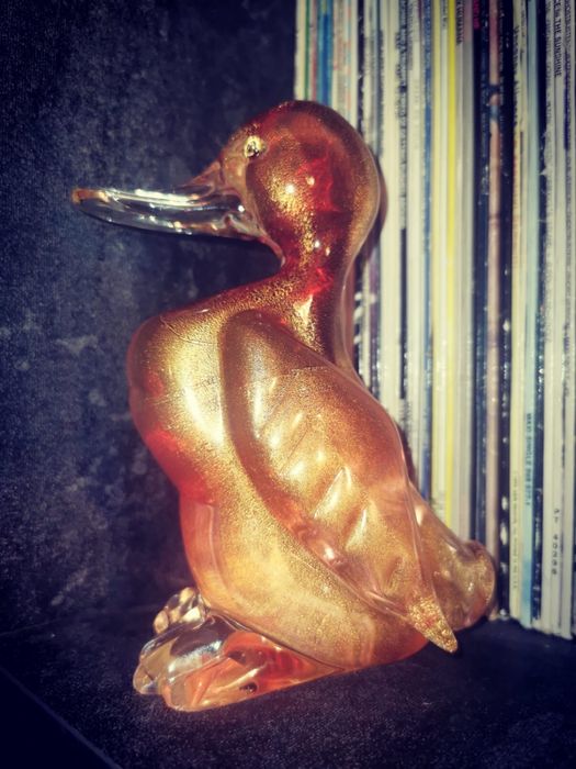 Стъклено пате Мурано АРХИМЕД СЕГУСО златни петна спец. рядка находка