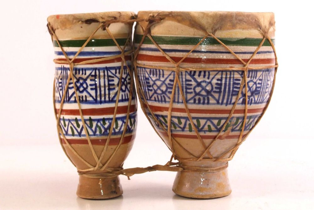 Toba,Tarabana dubla traditionala, arabeasca, ceramica, NOUA - 6 poze