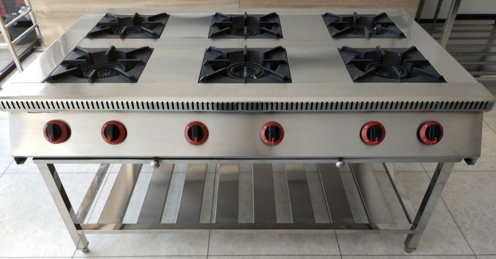 Газ плита нержавейка 6х конфорочная