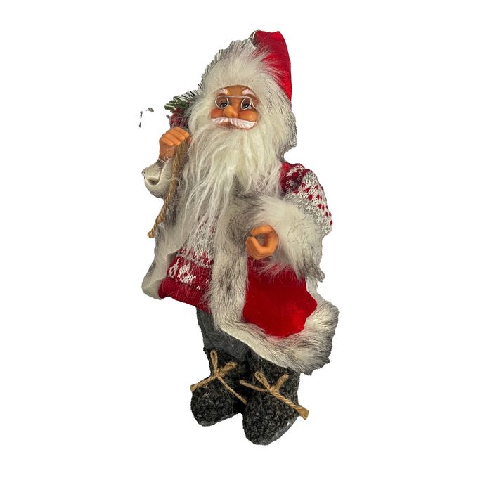 Figurina Decorativa Mos Craciun cu Sac Cadou 31cm