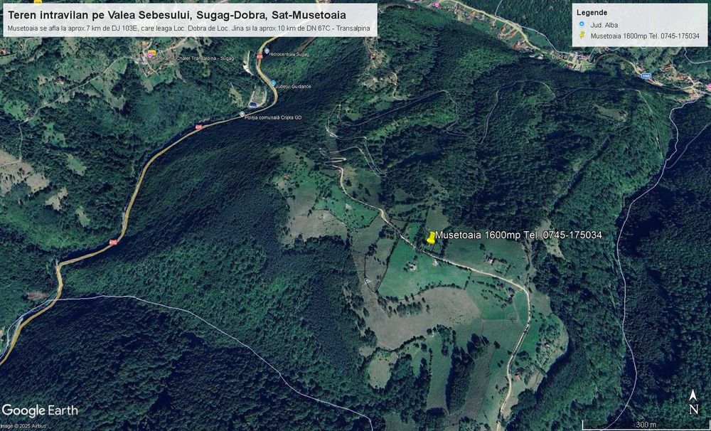 Teren intravilan pe Valea Sebesului, Sugag-Dobra, Sat-Musetoaia