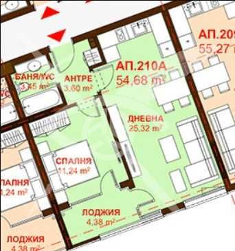 Двустаен апартамент в  Сарафово 675 - 21425