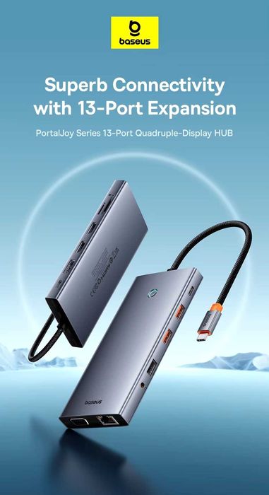 Baseus 13 in 1 Hub PortalJoy Series DP-8K-60Hz 4K-120Hz 10Gbps PD-100W