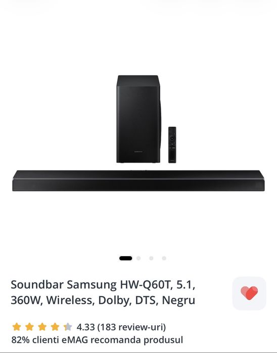 Soundbar Samsung dolby wireless 360 ₩ 5.1 HW-Q60T telecomanda smart