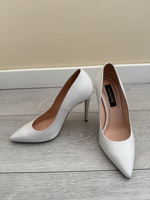 MUSETTE 36 Alb 10 cm piele stiletto