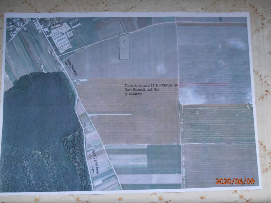 Vind teren intravilan Branesti Ilfov, 7364mp, 25euro mp