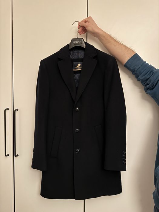 Palton elegant negru barbati M – purtat de 2 ori, stil smart casual