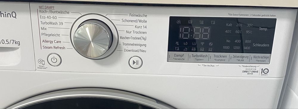 Пералня със сушилня LG V7WD107H2E Turbo wash , WiFI ,10,5 /7 кг.1400 об / мин. AL DD