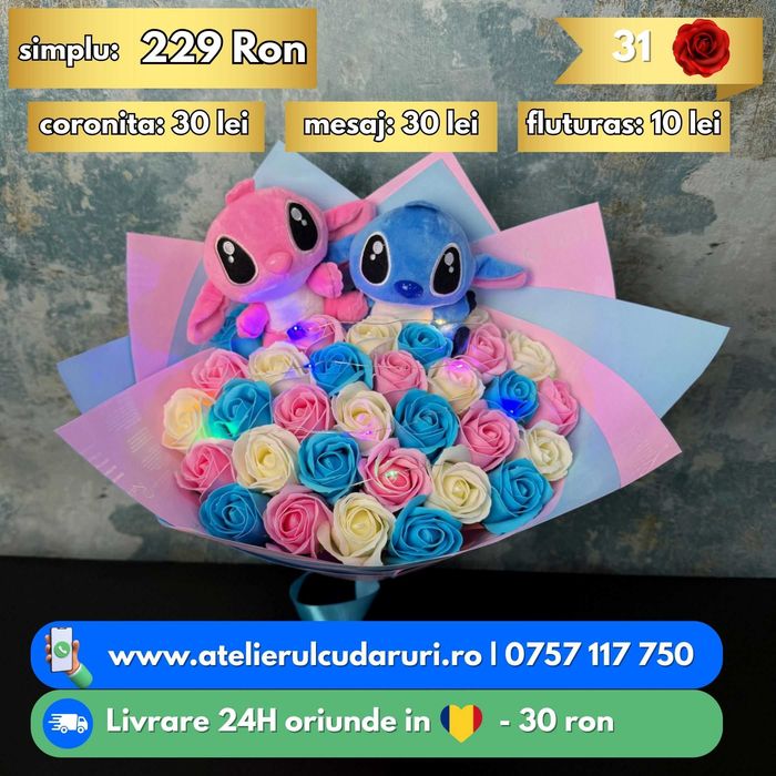 Buchete Trandafiri Sapun cu Stitch | Livrare oriunde